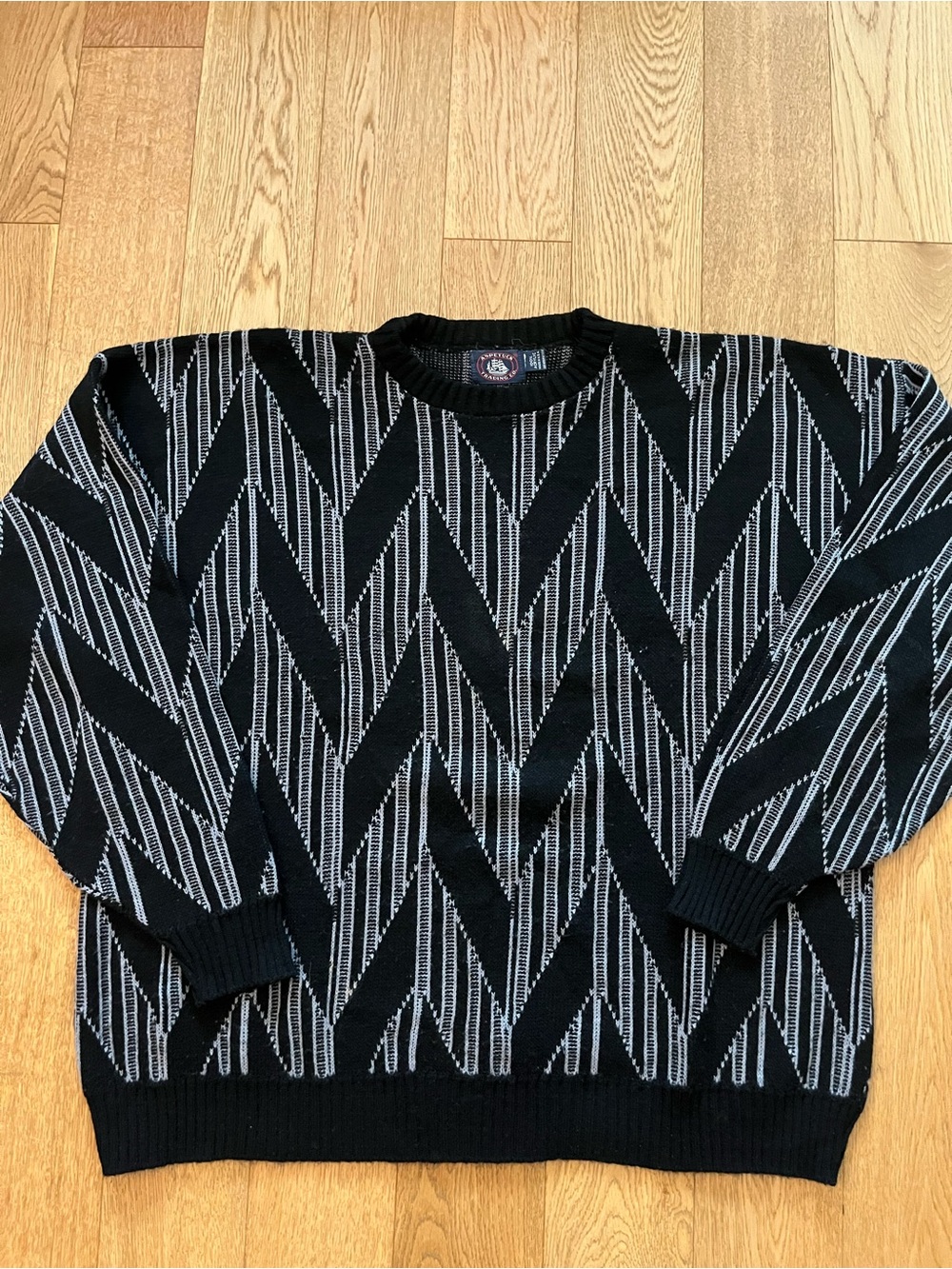Vintage Aspetuck Trading Co Sweater Mens 2XL Geometric Chevron Zig Zag USA Made